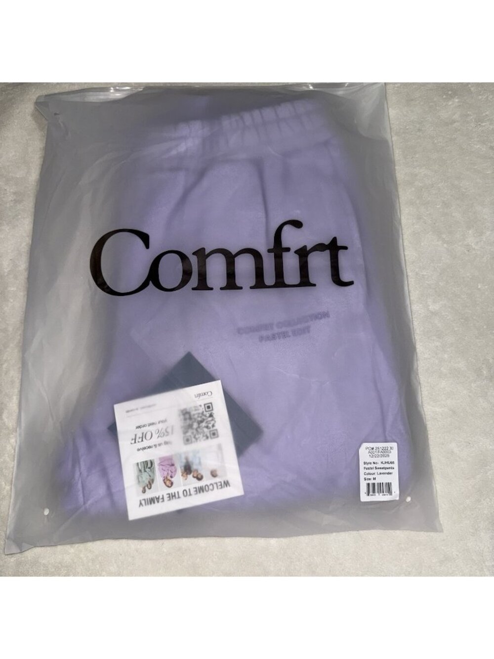 Comfrt Pastel sweatpants Color Lavender Unisex Adult Size Medium